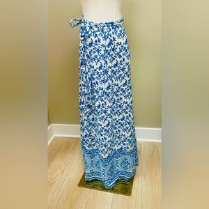 Blue and White Floral Maxi Skirt size small - medium